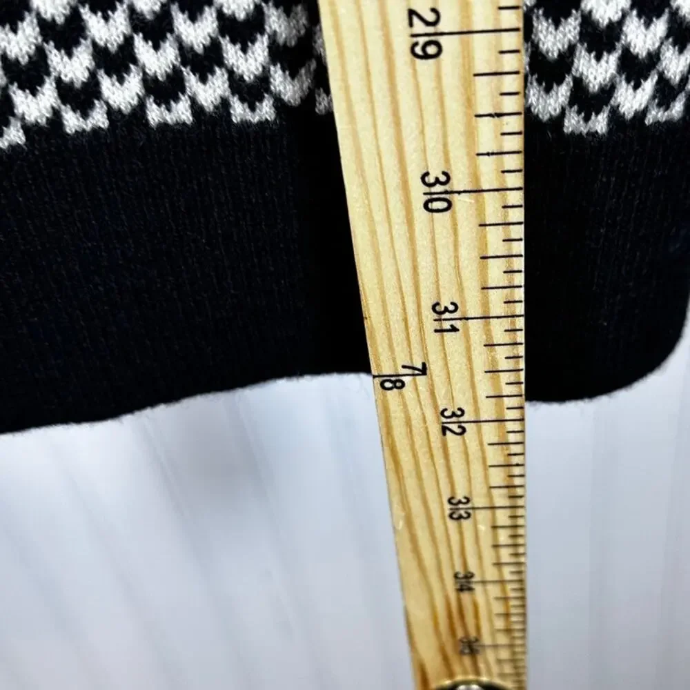 Joie xs black white cashmere sweater wool herringbone academia goth steampunk - Picture 5 of 11